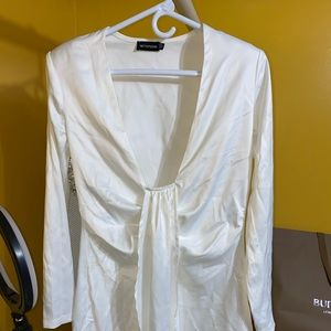 White PLT Satin Dress